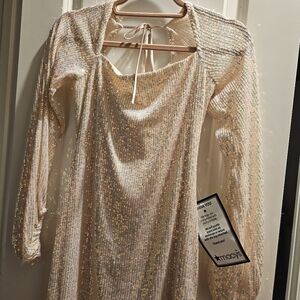 Sparkling Cream Long Sleeve Dress